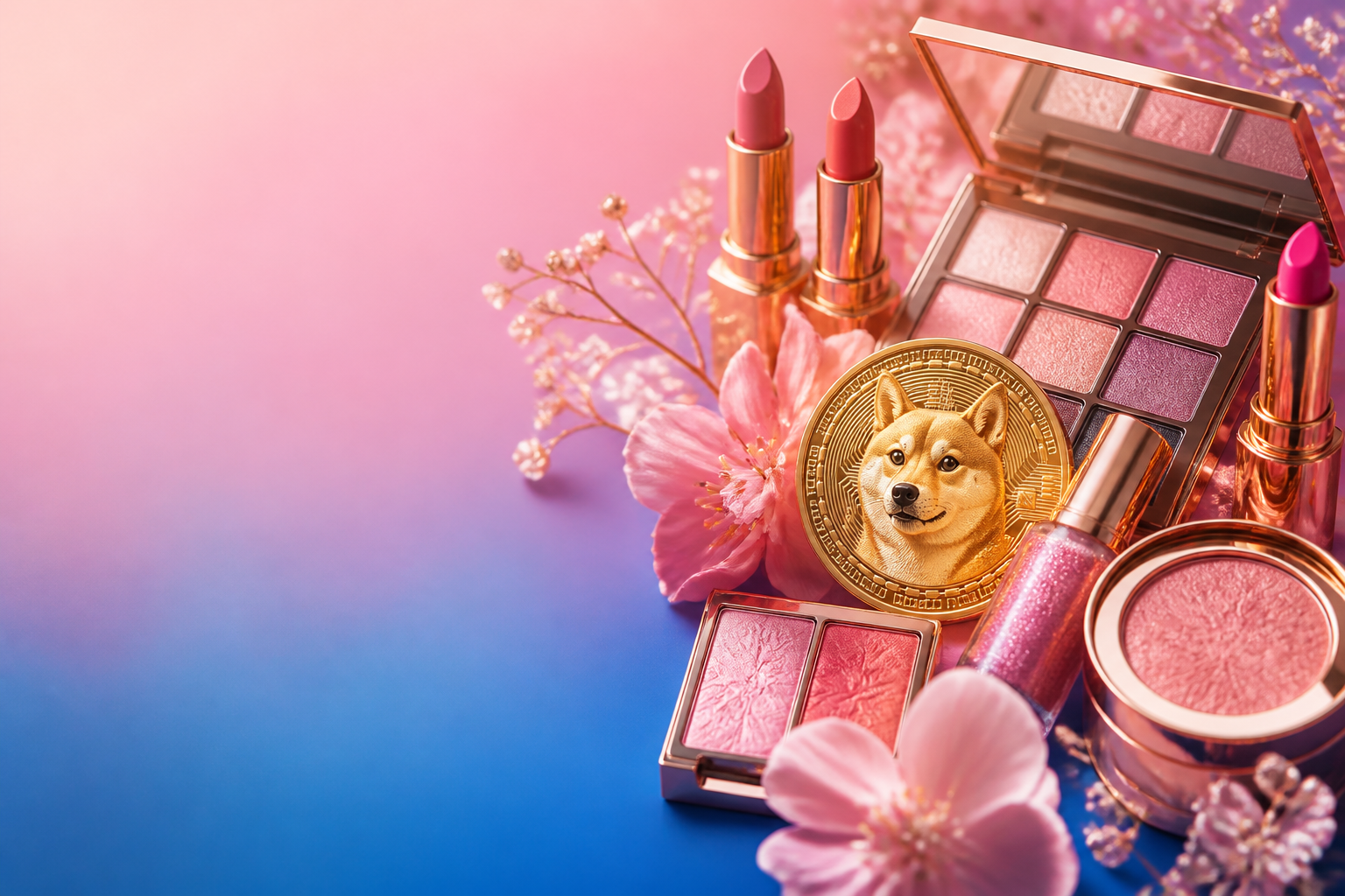 BeautyBlu glam beauty haul with Shiba Inu crypto